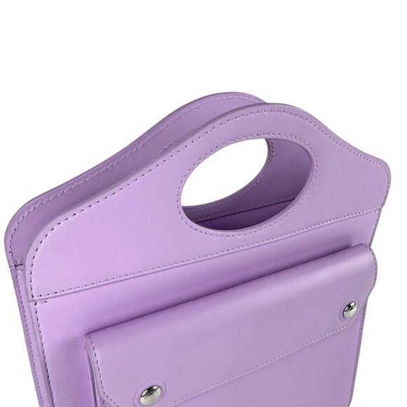 BURBERRY Handbag Shoulder Bag Purple Leather/Silvertone - Picture 13 of 13